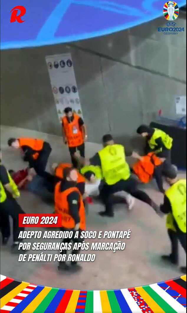 'Shocking'Euro security guard punches and kicks at the fan...The day Ronaldo burst into tears. Is it really the 21st century