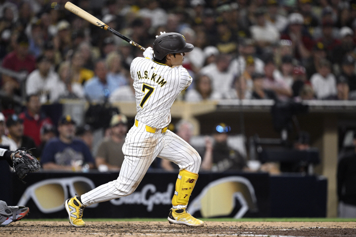 Kim Ha-sung's multi-hit SD win rate was 0.692, but he lost 3 hits...Sighing on strikeouts with one out and the bases loaded