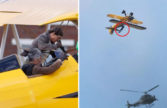 62-year-old Tom Cruise also put his life on the line...clinging to the wings of an airplane