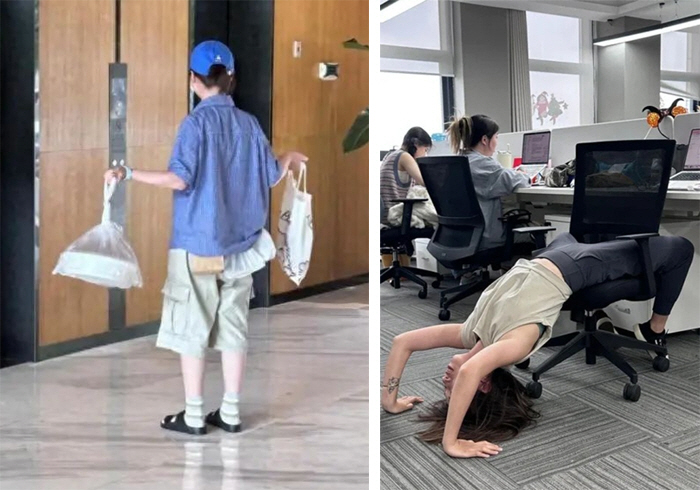 Pilates in a chair with a lunch box instead of dumbbells '5 minutes quick charge' exercise popularity