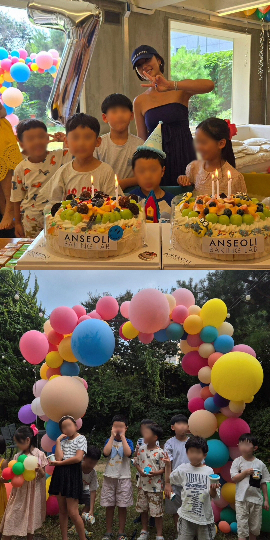 Hwang Jung-eum, a big birthday party for the first child in the divorce suit..'Our Big Prince'