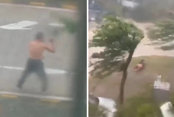 The man who was playing tai chi against the typhoon ended up 'Die''Are you out of your mind?'
