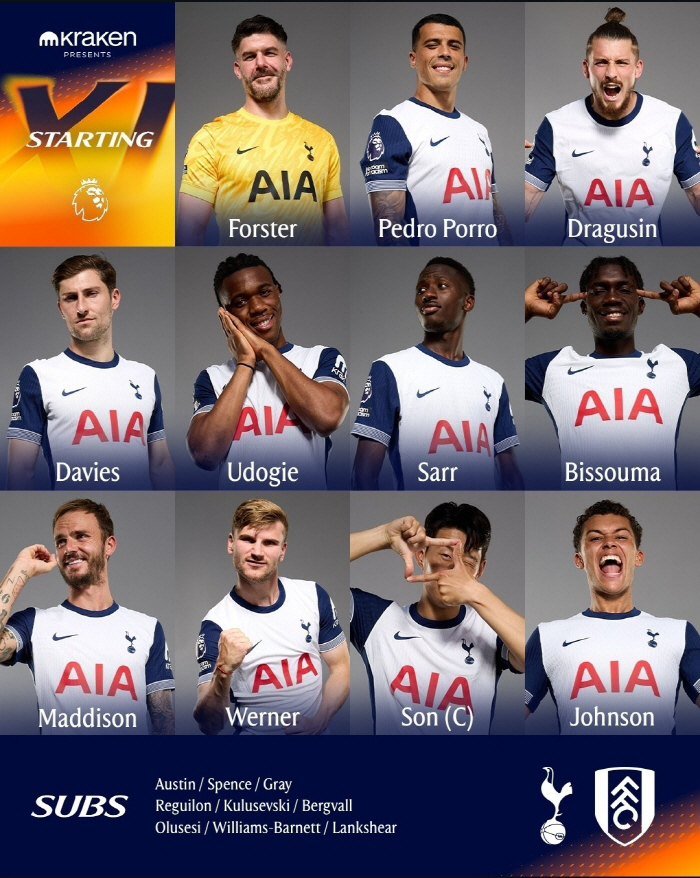 'Nail' Start! Son Heung-min is the one-top player against Fulham! Go for the 5th goal
