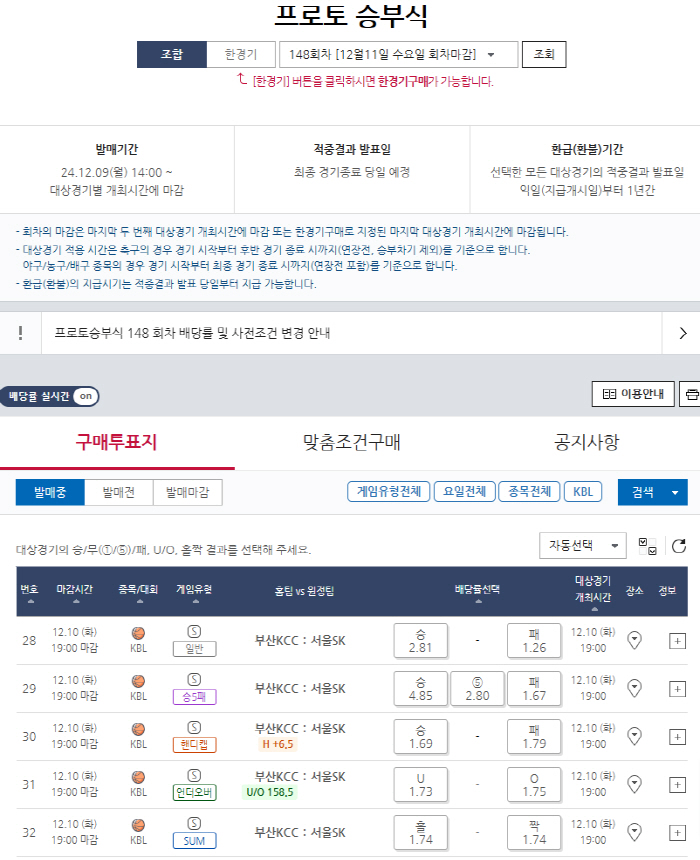 'KCC wins 2.81 times'Proto's 148th match, KBL Busan KCCC-Seoul SK match is about to close