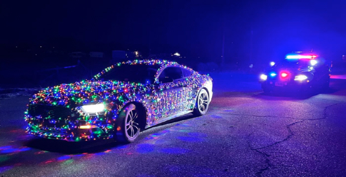 A Christmas light bulb to surround the vehicle...I thought it was a Santa police car