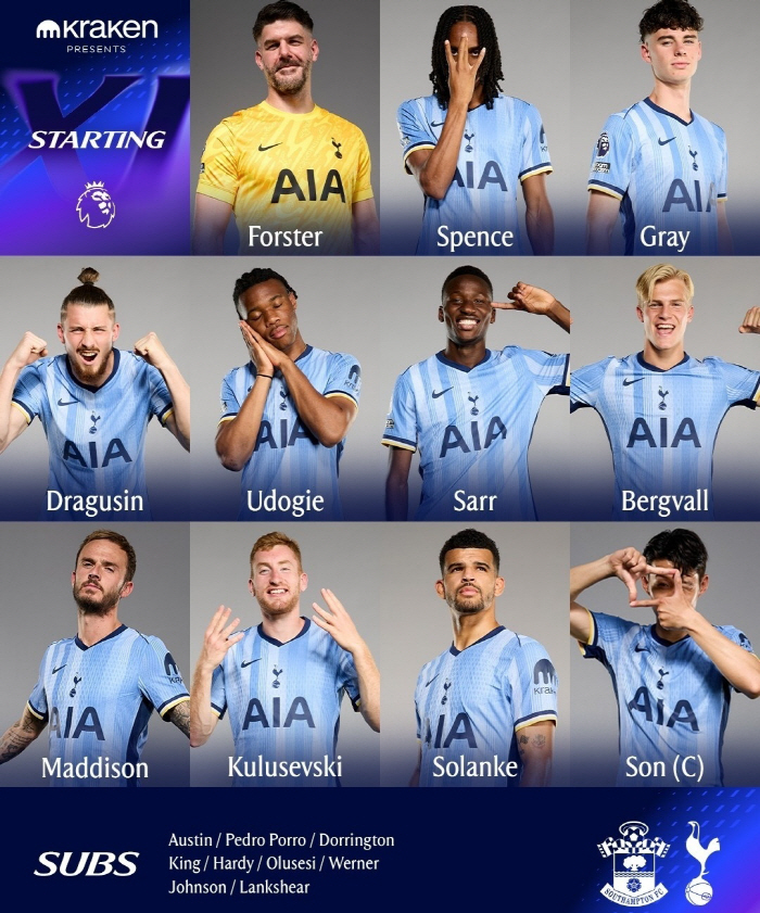  Tottenham to start Son Heung-min and Southampton announced the list of away starters!