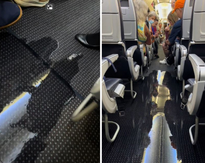 Fear of pouring water inside the plane...I almost drowned in the air