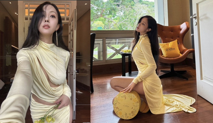 T-ara Hyo-min, did she have a voluminous body? She revealed her chest line and pelvis
