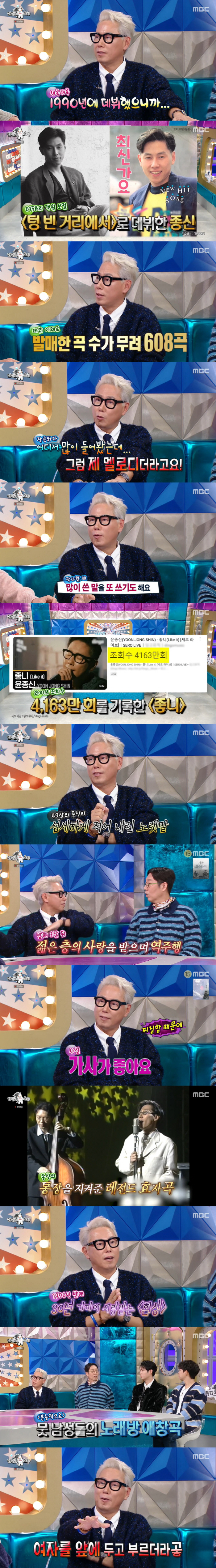 Yoon Jong-shin topped the copyright fee  Essentially, men sing in front of the 女 a lot (Ras)