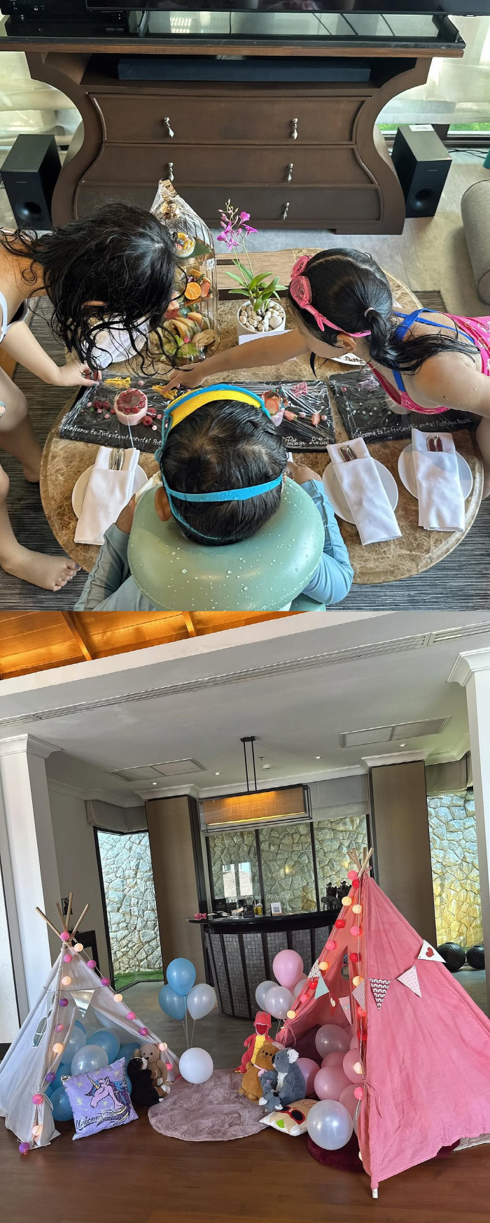 Except for Baek Ji-young and ♥ Jeong Seok-won, I feel happy to receive a luxury pool villa vacation hotel event with my daughter