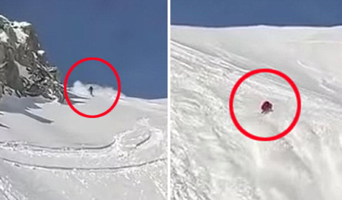 Ski tourist's avalanche swept video shock...Miracle survival thanks to this