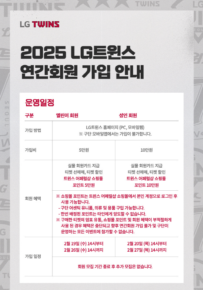 Elin, welcome everyone LG Twins 2025 Annual Membership Recruitment