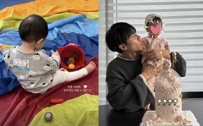 Anyone can tell that Lee Seung-gi's daughter has chubby cheeks. Bungeo-ppang ♥ Da-in is so precious