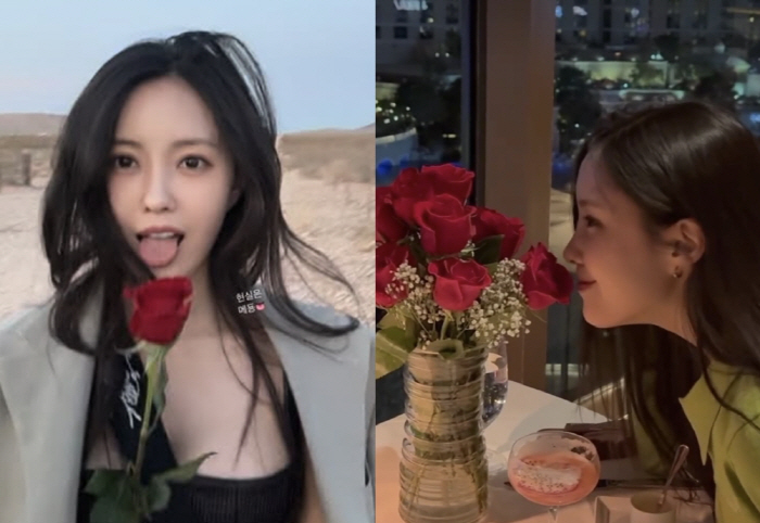 Hyo-min, who got married in April, shows off her luxurious dress trip to a bouquet of roses in Las Vegas