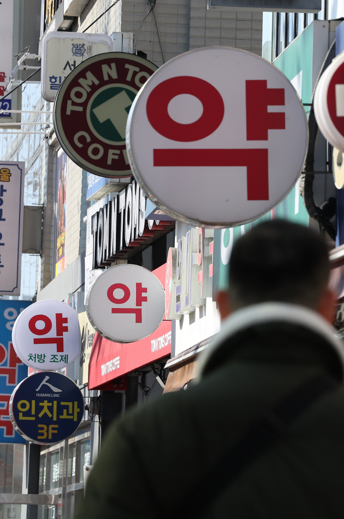 Why did the average sales of pharmacies increase in Jongno-gu and decrease in Gangnam-gu last year?