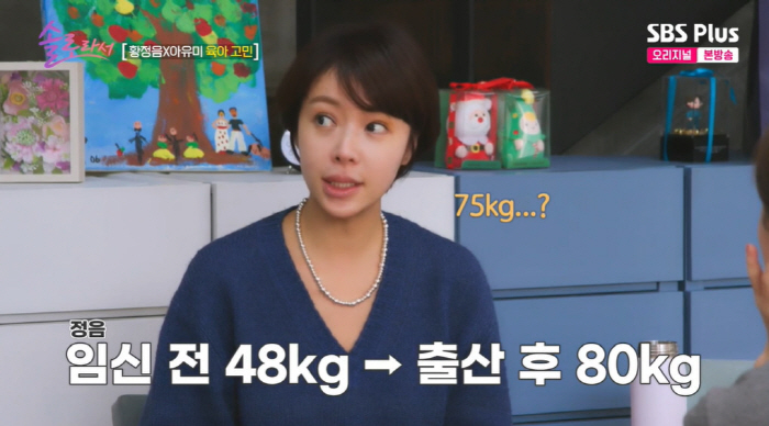 Hwang Jung-eum confesses to depression after giving birth, crying every day 48kg → 80kg of appearance change and reality (because she's single)