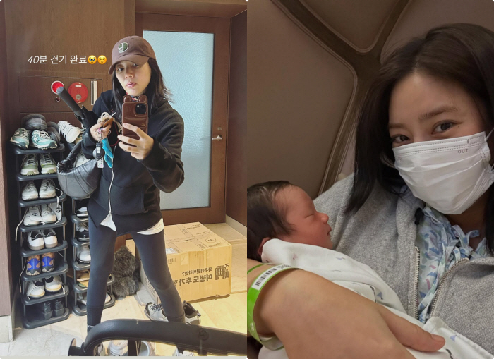 Son Dambi, the swelling is gone after 3 weeks of giving birth..40 minutes of walking with leggings on