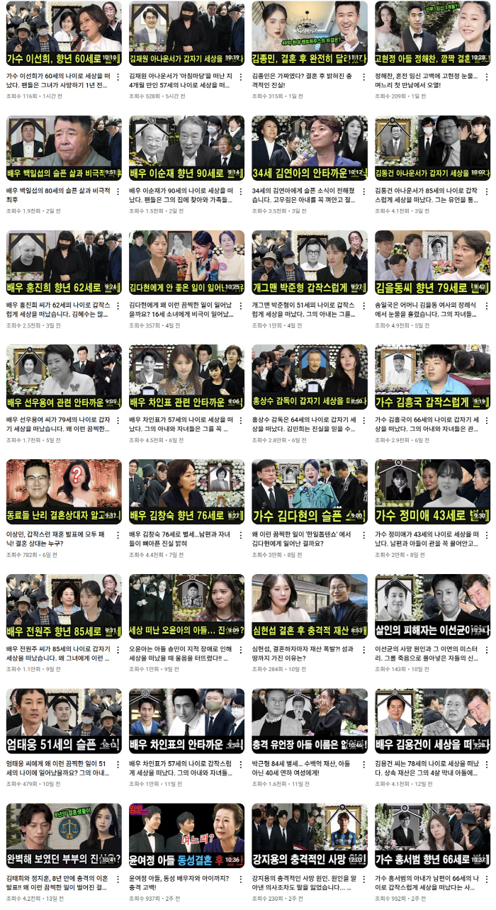 'Hong Sang-soo's death → Kim Yeon-ah's time limit' Controversy over fake news channels that dealt with false obituaries of famous stars