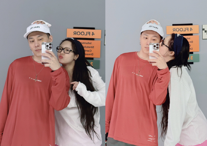 Hyun-ah ♥ Yong-jun-hyung, sweet cheek kiss. Newlywed in 7 months busy with daily dates