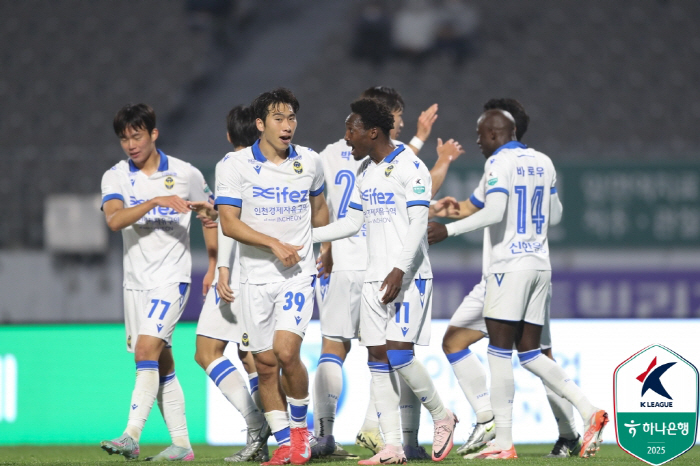 Three goals in four consecutive games! Incheon United's sprint is fierce, and Chungnam Asan 30 is overpowered...E-Land to a 1-1 draw with Ansan