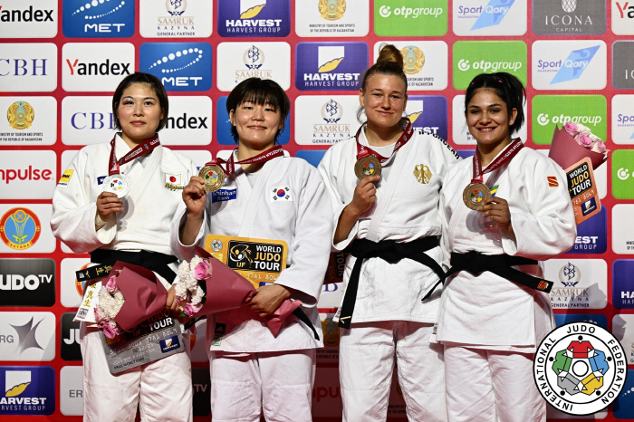 Lee Hyun-ji and Kim Min-joo, the gold medal-winning judo team, ranked second overall in the Barish Grand Slam