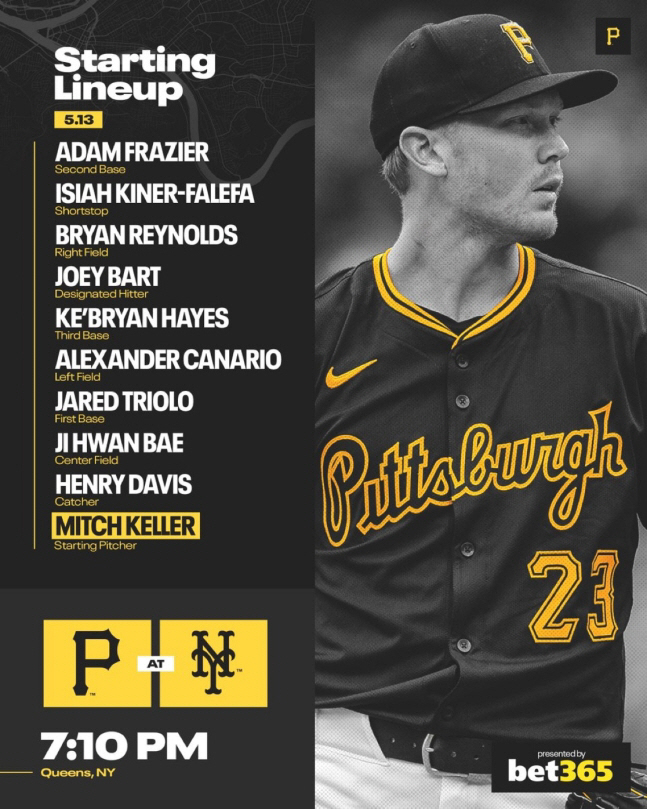  It's time for BAE! Pittsburgh's Bae Ji-hwan will start for the first time since the big league call-up. The fate of staying is at stake in one game