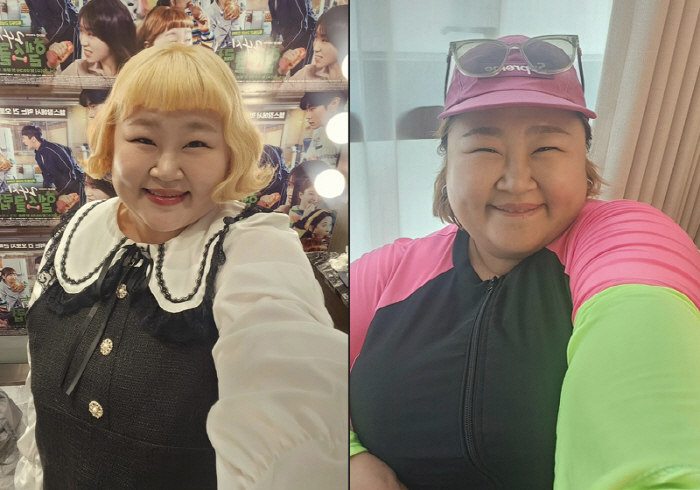 Hong Yoon-hwa has changed before and after losing 18kg. Losing 40kg of her jawline, there is a little left (cute)