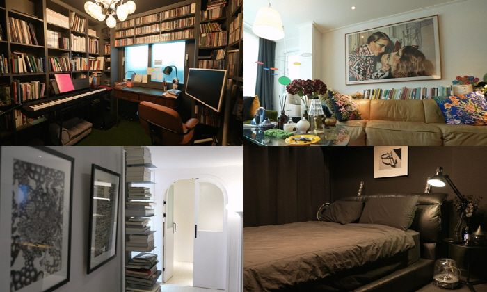 Kai's view of the world in the interior...Flower-patterned pajamas in an all-black bedroom (Na Hon San)