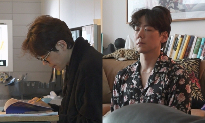 Kai's view of the world in the interior...Flower-patterned pajamas in an all-black bedroom (Na Hon San)