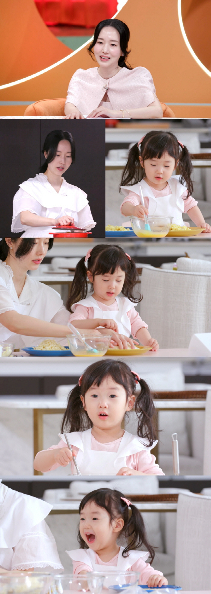 Lee Jung-hyun's 3-year-old daughter looks like her mother and cooks well..Younger brother's 100th day party. (Pyeon-Storang)