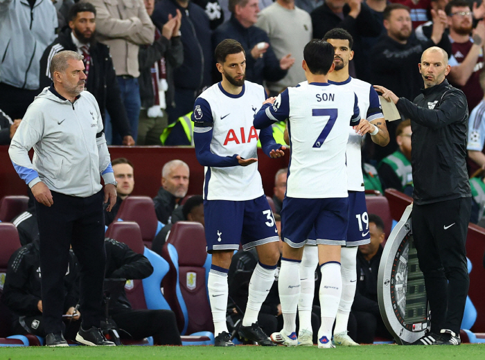 Son Heung-min, who played 74 minutes after returning to the starting lineup in 36 days, rated 5.8 against Aston Villa