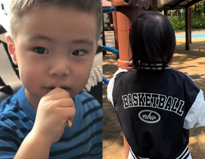 Lee Byung-hun ♥ Lee Min-jung's 16-month-old daughter, cheering for her brother who plays basketball..The back of my heart