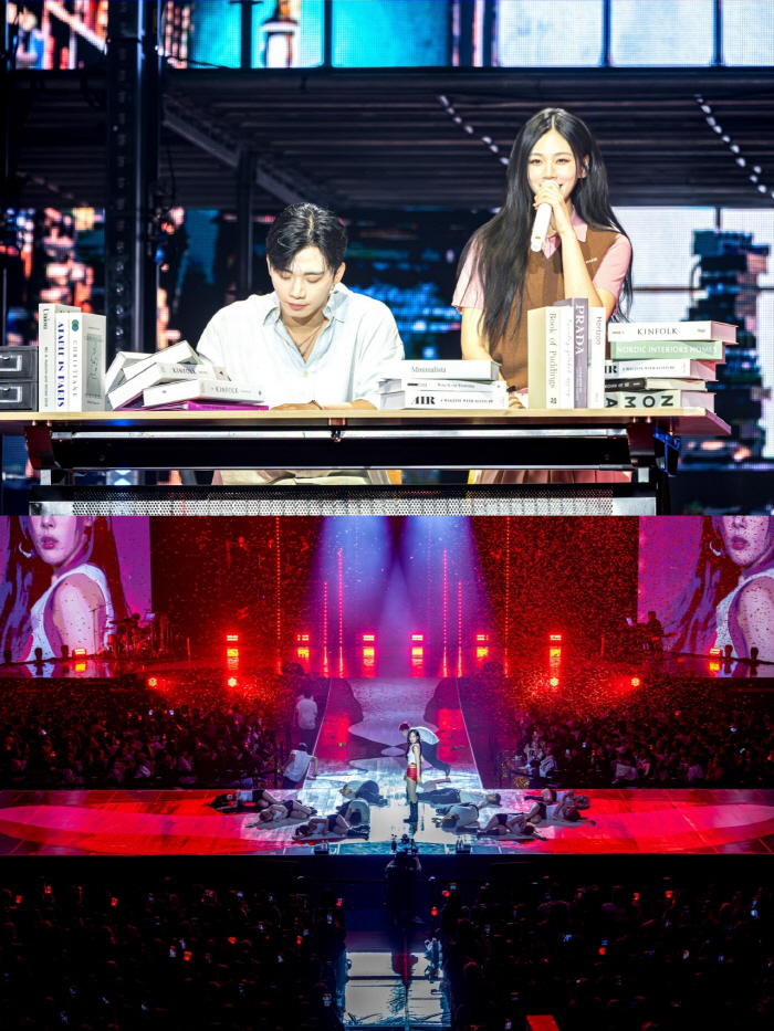 Bibi, you're bleeding from breaking the performance guitar..First aid with bandages → Fans cheer on the passionate stage