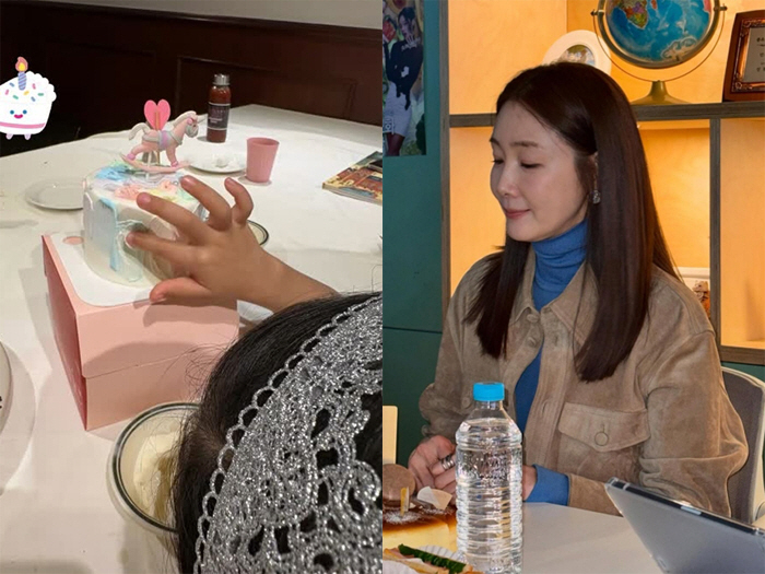 9 years younger ♥ Choi Ji-woo, 5-year-old daughter, and lovely mother and daughter watching a movie at Han River