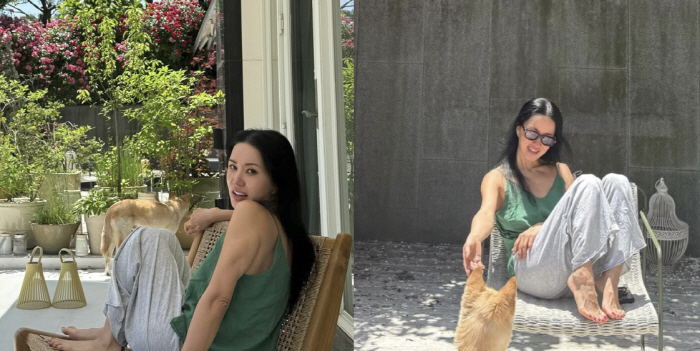 Um Jung-hwa, flowers on a day when she is soaked in the scent of healing roses in the yard of a 5 billion Hannam-dong house