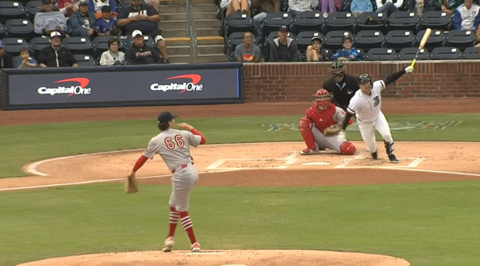Let's upload it right away! Kim Ha-sung 2 hits  4 pitches  steals  100% on base, showing off his good condition in his first minor rehabilitation appearance