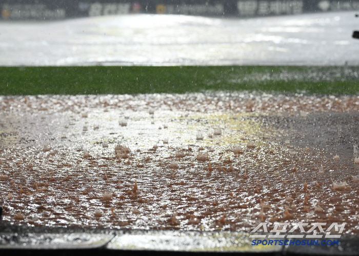 The dugout was flooded Lapak, who was in chaos from thunder and lightning to hail, formed a future without DH cancelling rain in 41 minutes against Samsung Lotte