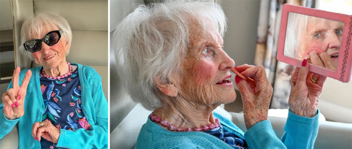 103-Year-Old Grandma Beauty influencer Activities...Enjoy your makeup every morning