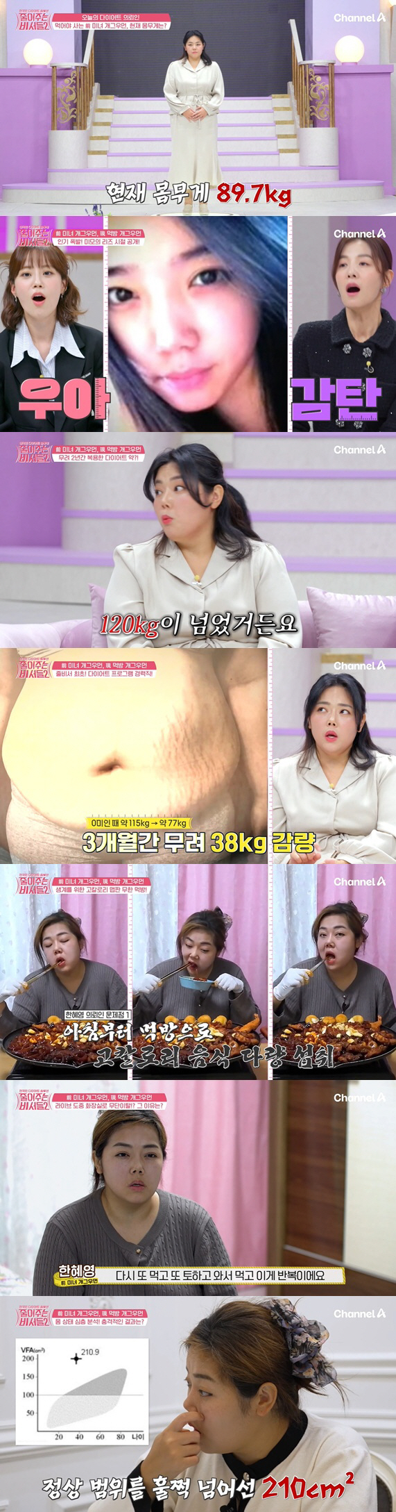 127kg Beauty Comedian Shocked by Repeated Vomiting Mukbang..Succeeded in losing 21kg