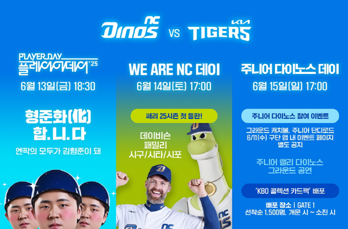 Kim Hyung-joon Player Day NC, a rich event against KIA from the 13th to the 15th