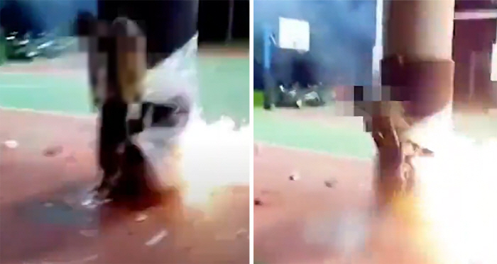 Controversy over teenagers who tied them to a friend's pole and set off firecrackers...Explaining your birthday prank
