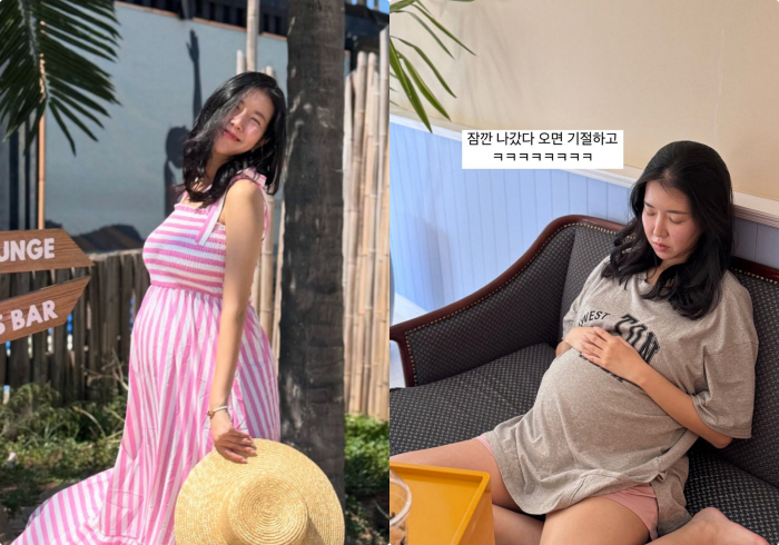 Twin pregnancy Kim Ji-hye, D-line like full term at 22 weeks, is breathless and difficult, but happiness is greater