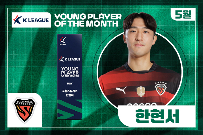 Pohang's Young Shield Han Hyun-seo Wins K League Young Player of the Month Award in May 