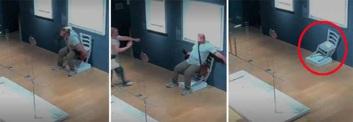 Controversy over visitors who ran away after damaging crystal chair works...Please respect the art