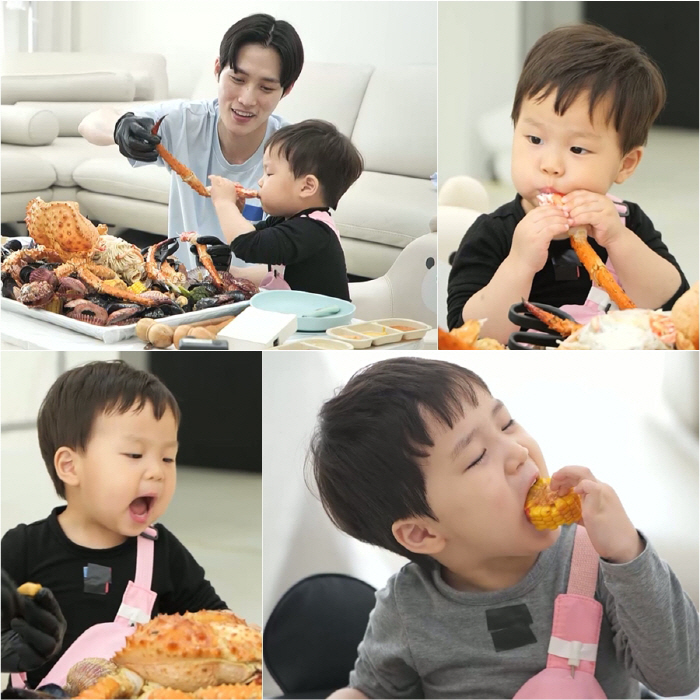 Kim Jun-ho, 25-month-old Jungwoo, king crab, holic two-handed mukbang opens a new world (Sudol)