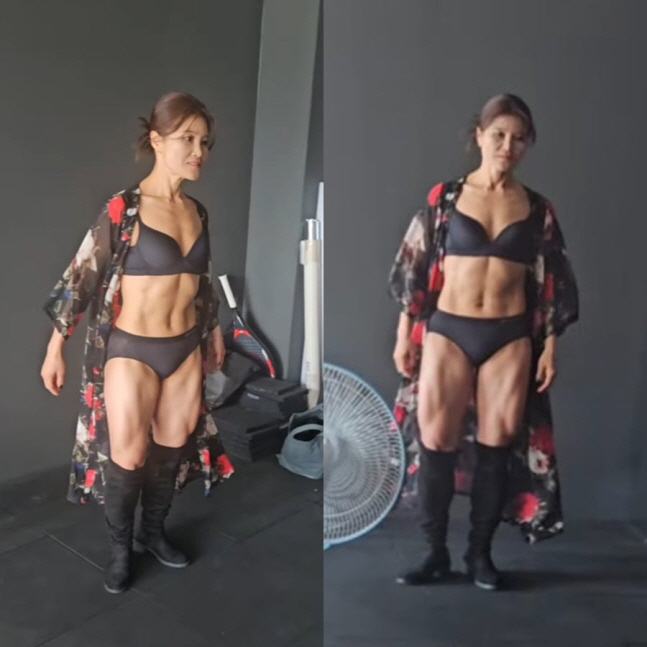  'Kim Jong Kook's thighs' Kim Hye-sun, six-pack  muscular body eyes