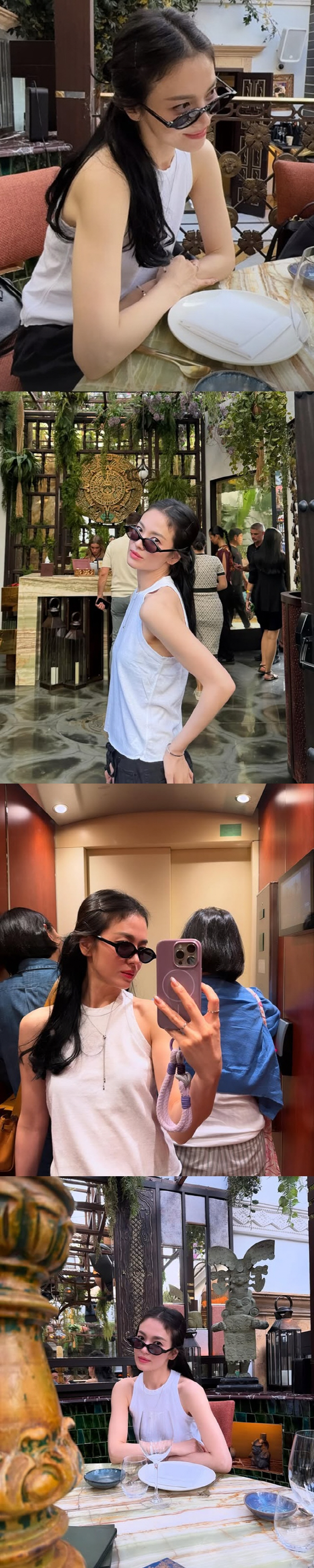 44-year-old Song Hye-kyo admires the combination of long hair and pink dress..He's so beautiful again