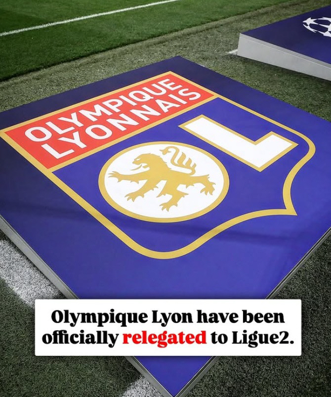  Shocking! Seven wins → France's most prestigious Lyon has been demoted to the second division...Even if it's 6th place, I'm going to cry