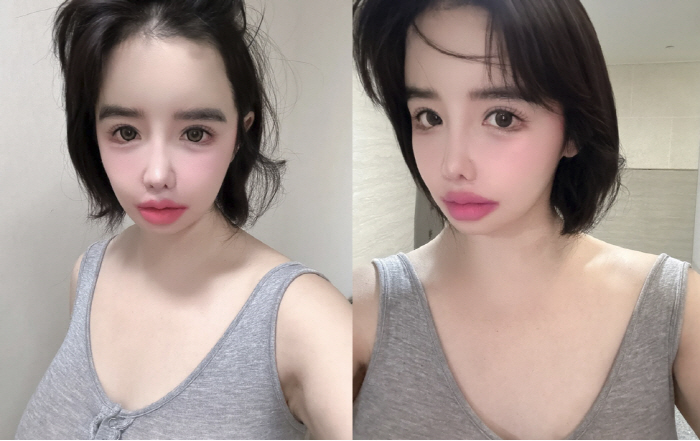 Park Bom's extreme pink overlip. Today's bold makeup lip color is apricot