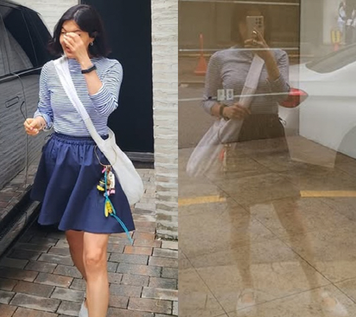 Han Hye-yeon, who lost 14kg, took a full-body glass selfie on the road..I'm so confident that I'm on a diet